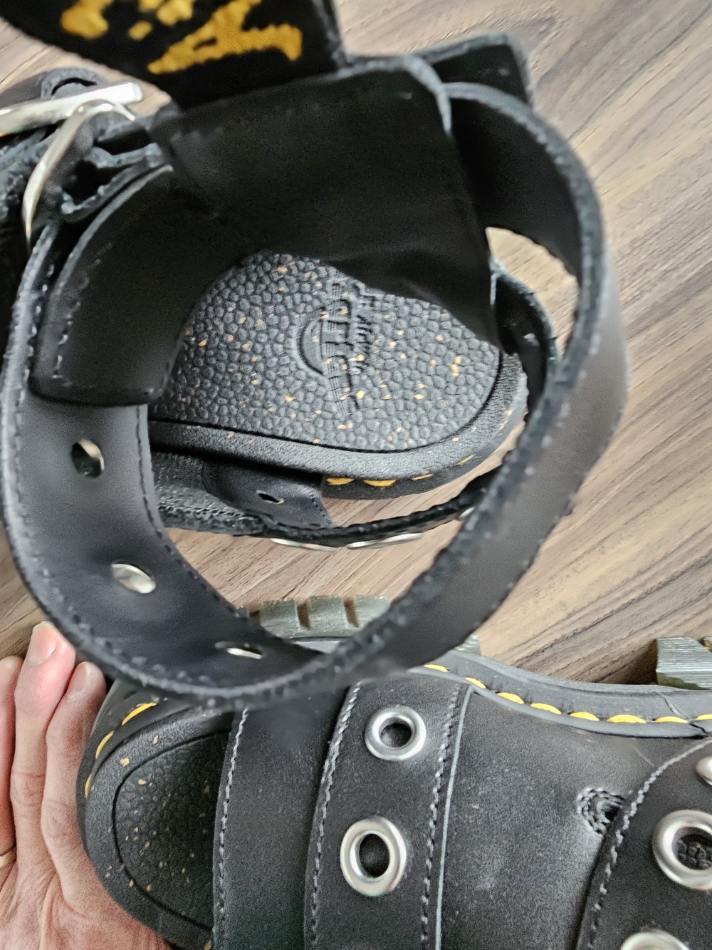 Dr. Martens Black Lug-Sole Eyelet Buckle Sandals UK5 / US7 - Picture 6 of 7